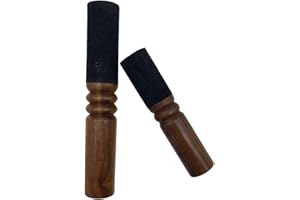 Leoriaie 2 Pieces Tibetan Singing Bowl Mallet Suede Wooden Striker Leather Wrapped Meditation Mallet Sound Bowl Stick Buddha Musical Instruments for Buddhist Meditation Yoga Chime (Black and Brown)