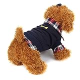 Voberry Dog Cat Grid Sweater Puppy Warm T-Shirt Pet Clothes POLO Shirt Dog Coat (M, Black)