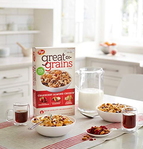POST GREAT GRAINS CRANBERRY ALMOND CRUNCH WHOLE GRAIN, NON GMO VERIFIED, HEART HEALTHY CEREAL, 14 OUNCE BOX