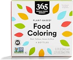 365 by Whole Foods Market, Plant-Based Food Coloring (Red, Yellow, Green & Blue Bottles), GLuten-Free, 0.3 Fl Oz Each, 1.2 Fl