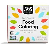 365 by Whole Foods Market, Plant-Based Food Coloring (Red, Yellow, Green &amp; Blue Bottles), GLuten-Free, 0.3 Fl Oz Each, 1.2 Fl Oz Total
