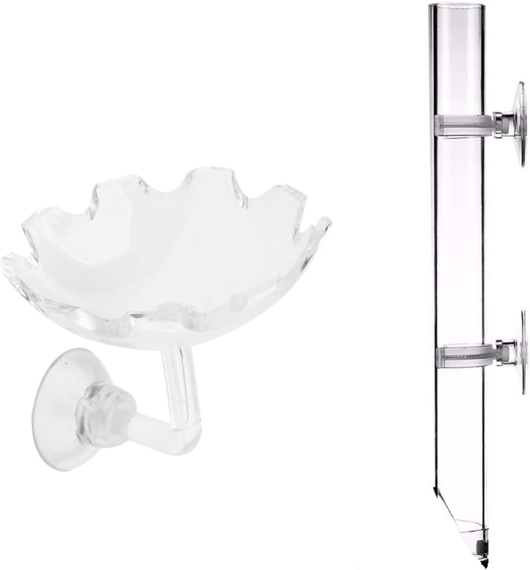 Tfwadmx Shrimp Feeding Dish and Feeder Tube Transparent Feeder Container for Shrimp Tropical Fish African Dwarf Frog 2Pcs