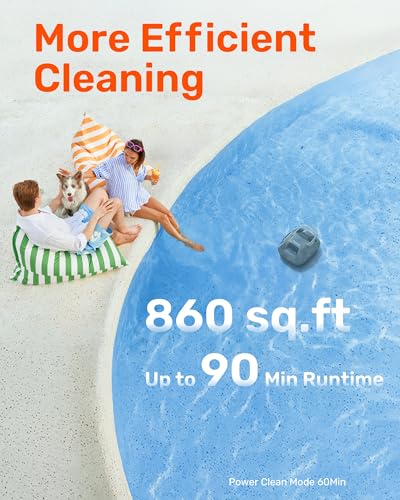 Gosvor Robotic Pool Cleaner Cordless–Automatic Pool Vacuum for Above Ground Pools,90 Min Runtime,Self-Parking Cordless Pool Robot with Powerful Suction,Portable Pool Cleaner for Pools up to 860 sq.ft