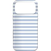 White and Blue Horizontal Striped Line Pattern Case for iPhone 17 Pro Max