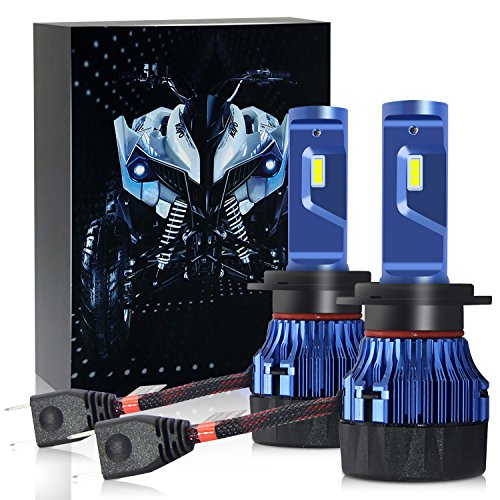 RCP K7-H7 LED Headlight Bulbs Conversion Kit, 9600LM 6000K Cool Super White â€“ 2 years warranty