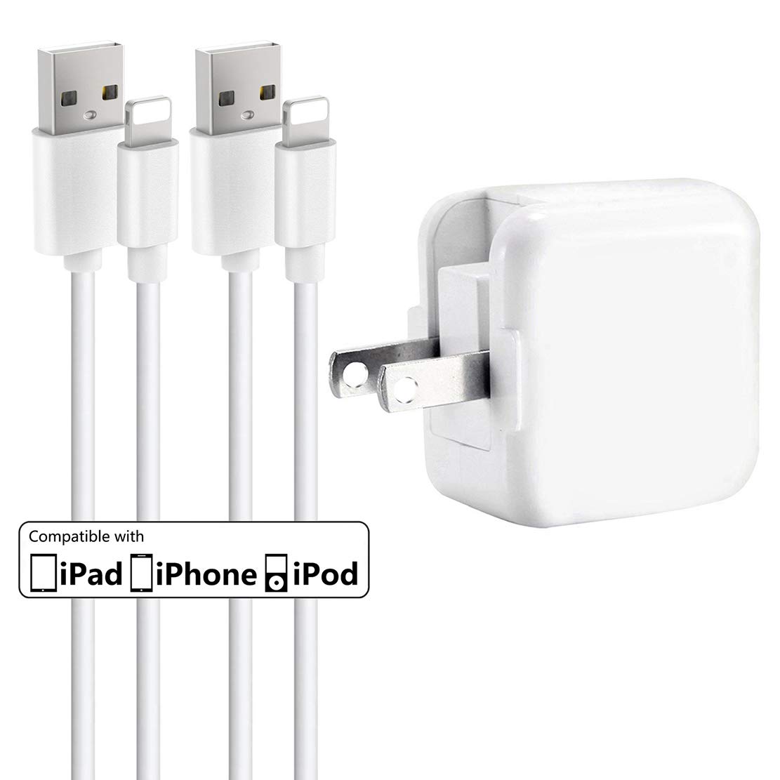 Iphone Charger Ipad Chargerbaoota 24a 12w Usb Wall Charger Foldable Portable Travel Plug And 2 Pack 8 Pin Charging Cable Compatible With Iphoneipad