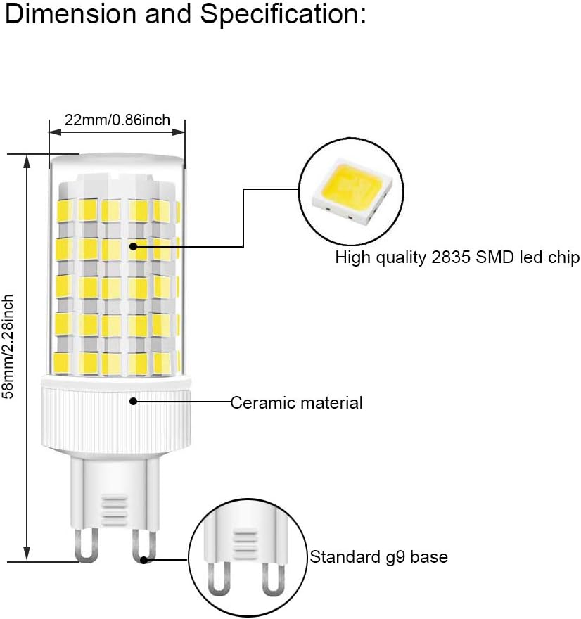 HUAMu 10W G9 LED Light Bulb, Cool White, 6000K, Equivalent 150W Halogen, 86Pcs LED, 1000 LM, 360° Beam Angle, Super Bright - Image 3