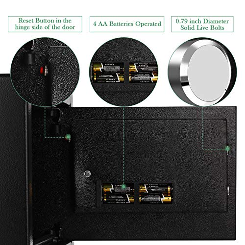 Security Safe Box, Digital Safes Keypad Deposit Lock Safe Home & Office Safe for Document Money Jewelry Black 0.74 Cubic Feet - Thumbnail 3