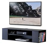 FITUEYES Floating Shelf Entertainment Center Stand Wall Mounted Shelves Black Floating Bracket for PS4, Xbox, TV Box DS210002WB