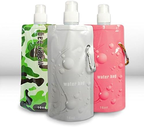 Folding Water Bag Container - Hot Pink Bubbles + Gray Bubbles + Green Camouflage