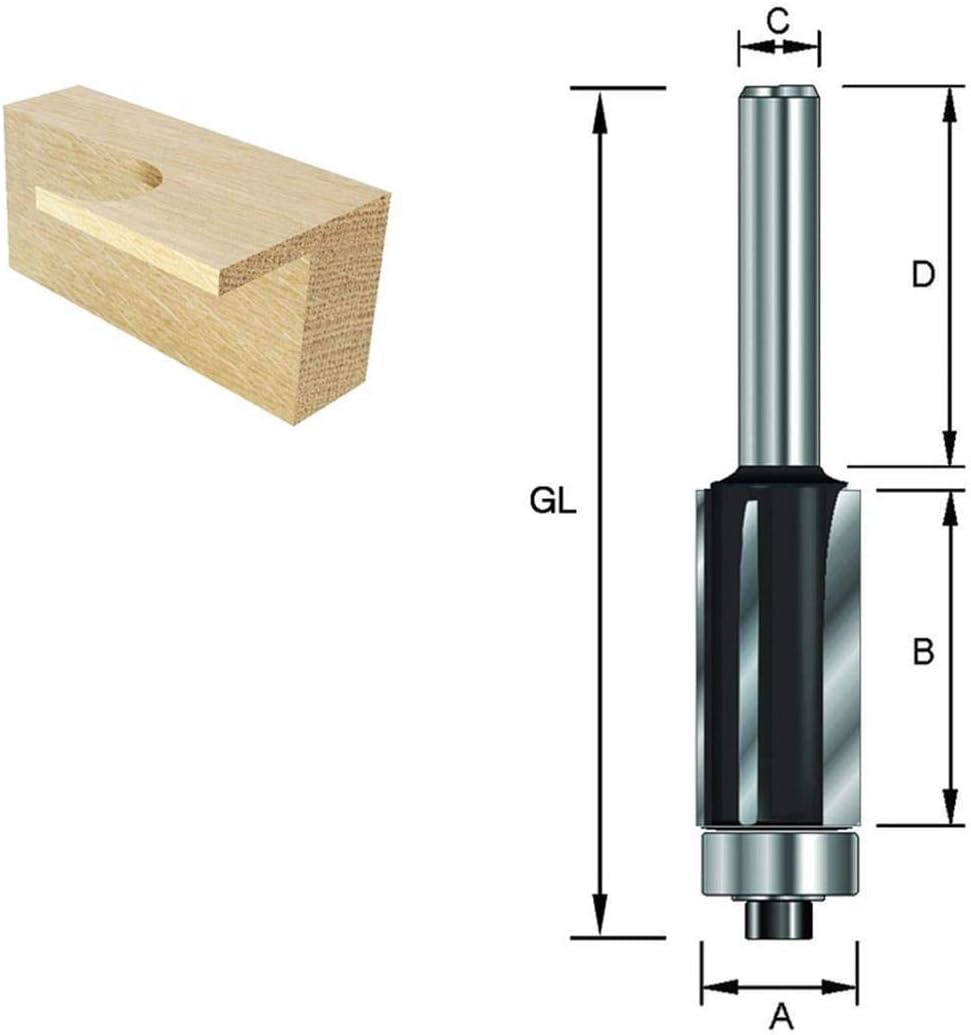ENT 13502 Trimming Cutter Carbide TC, Shank (S) 8 mm, Diameter (D) 12,7 mm, NL 25,4 mm, Z3, SL 32 mm, GL 68 mm, with Ball Bearing - Image 3