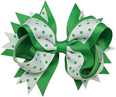 Sports Novelties Hair Bow Clips, Green/White