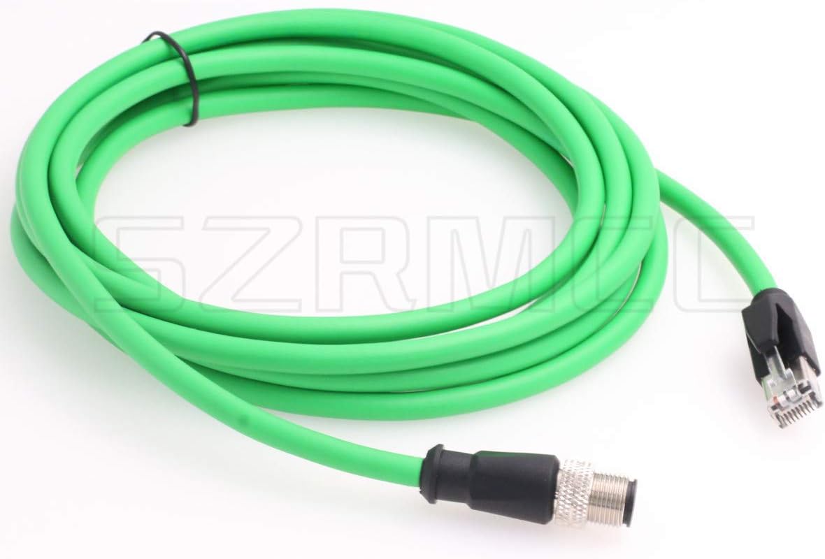 SZRMCC M12 4 Position DCoded Male to RJ45 Male High Flex Cat5e