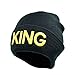 Couple Matching King & Queen Warm Stylish Beanie Hat Valentine's Day Gifts for Him (Golden Letter)