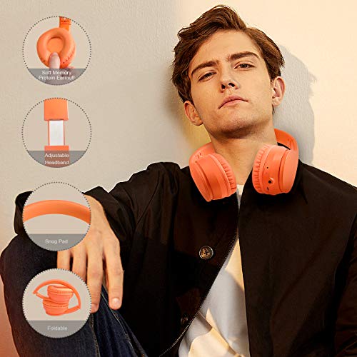 Lobkin Over-Ear Headphones Bluetooth with Microphone, Foldable Hi-Fi Stereo Noice Reduce Earphones for Class, Home Office, Game/PC/Phone Comfortable Steel Wireless Headphone for tv