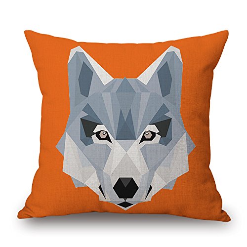 Decorative 18 x 18 Inch Cotton Linen Square Throw Pillowcase Pillow Cover Cushion Case Animal-Wolf