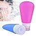 Travel Bottles Set - Yookat BPA Free Leak Proof Silicone Squeezable and Refillable Travel Containers/Cosmetic Travel Bottles for Shampoo,Conditioner,Lotion,Toiletries (3oz, Pack of 3,White Pink Blue)