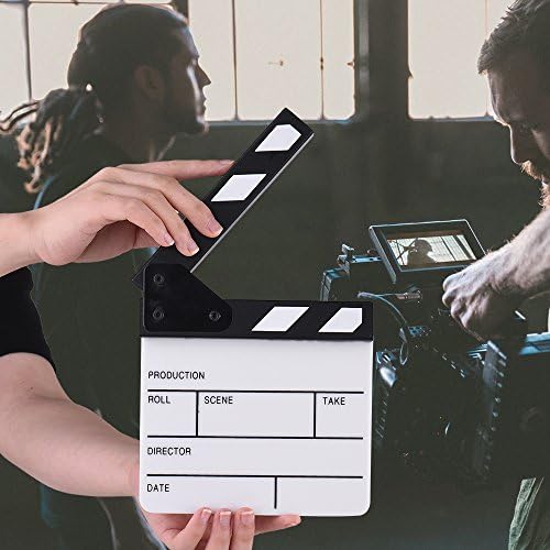 TOPTOO Compact Size Acrylic Clapboard Dry Erase TV Film Movie Director Cut Action Scene Clapper Board Slate