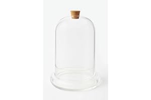 WAVY STUDIO Handblown 10" Glass Terrarium with Opening for Air Flow & Cork Stopper Cloche Style Glass Dome Vivarium Display C
