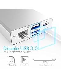 USB C HUB, gtcoupe USB C Multiport adaptador con puerto de carga, salida HDMI, VGA, Ethernet, 2 puertos USB 3.0 tipo C para MacBook Pro, Chromebook Pixel, Samsung S8 y more  Plata Aluminio