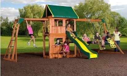 Kids Playhouse, Backyard Play Set - Wood, Multicolor