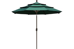 EliteShade USA 10-Year-Non-Fading 9Ft 3 Tiers Market Umbrella Patio Umbrella Outdoor Table Umbrella with Ventilation, Forest Green