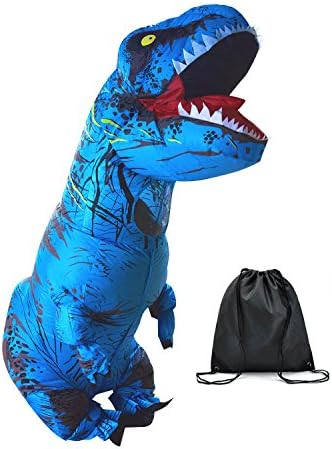 Adult Inflatable T-Rex Dinosaur Costume Party Halloween Funny Costumes Blue with Backpack