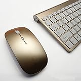 Morrivoe Ultra-thin mini keyboard suit 2.4 G wireless keyboard- Keyboard and Mouse Combo Bundle(gold)