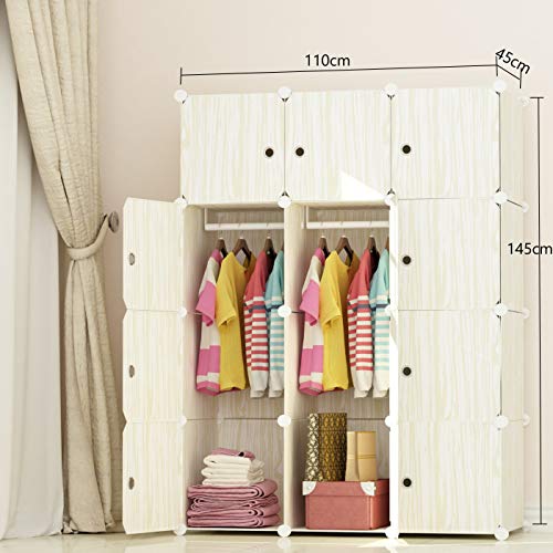 Megafuture Wood Pattern Portable Wardrobe Closet For Hanging