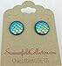 Summerfield Collection Antiqued Gold-tone Metallic Mermaid Scale Stud Earrings 12mm (Green/Blue AB)