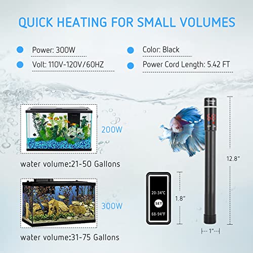 VIVOSUN Aquarium Heater 50W/100W/200W/300W/400W/500W Submersible