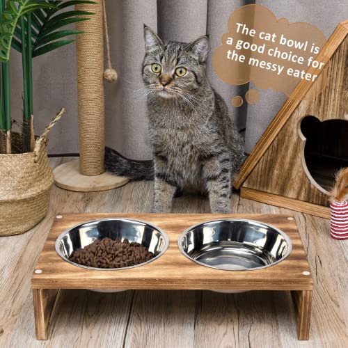 Emfogo Raised Cat Bowl Small Dogs Bowl Elevated Cat Dog Stainless Steel