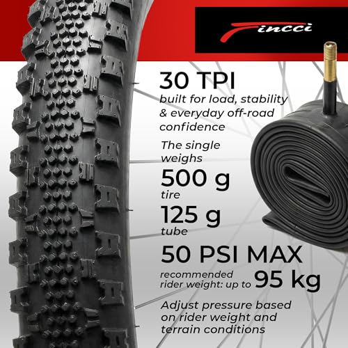 Fincci Pair of Gravel Tyres 700 x 38c (40-622) ETRTO – Ultra Light 450 g – 2 Schrader Valve Tubes Included – Nylon Puncture Protection – Ideal for Road, Hybrid and Electric Bike