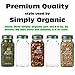 SpiceLuxe 6 Large Square Glass Spice Bottles 6 oz Jars with Simply Organic Style Metal Lids, Shaker Tops