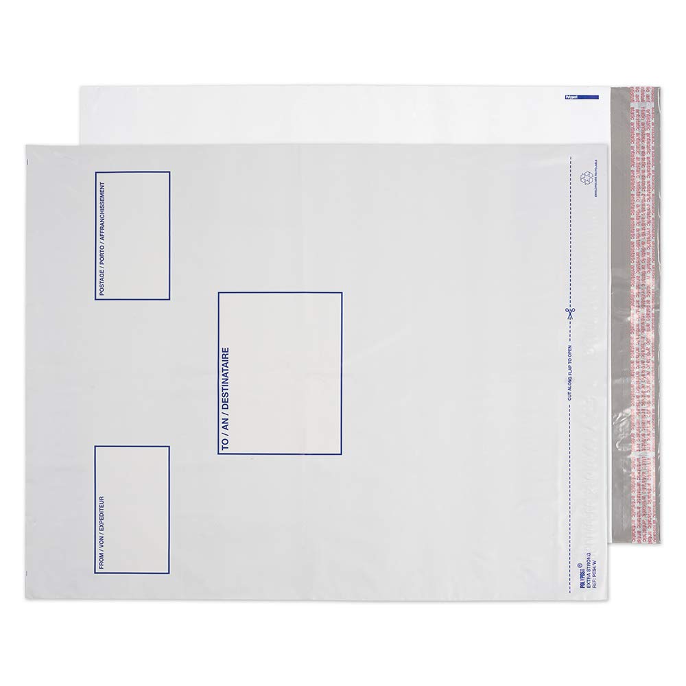 Blake Purely Packaging 525 x 450 mm Polypost Polythene Mailing Bag Envelopes Peel and Seal (PE94/W) White - Pack of 5 (100 per pack)