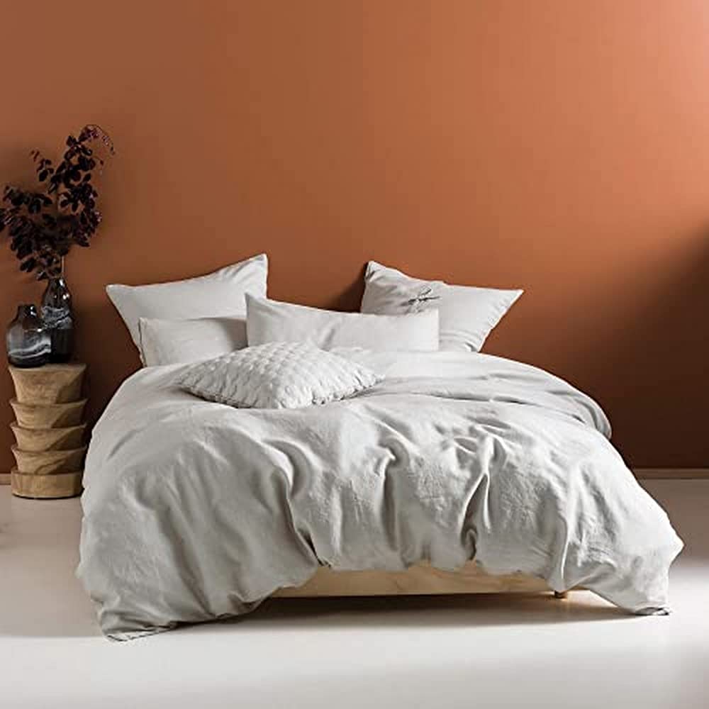 Linen House Nimes Duvet Cover Set, Pale Grey, Double
