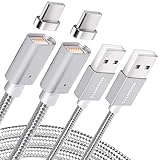MAGNITTO GEN2 Magnetic USB-C Charging Cable Adapter with Fast Quick Charger & High Speed Data Transfer Cord for Any Android Cell Phones Tablets HTC Moto LG Samsung Galaxy S8 S9 A7 A8 A9-5ft (2-Pack)