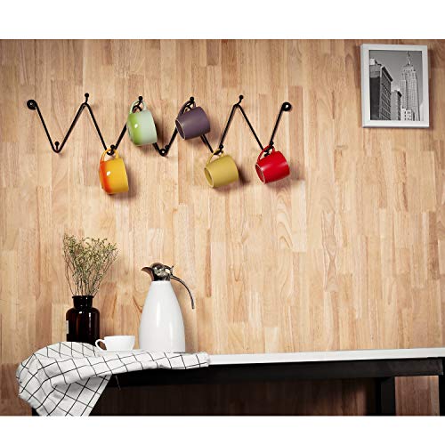 MyGift Set of 2 Black Metal Zigzag WallMounted 9Hook Mug Racks, Coat