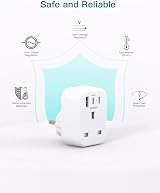 Addtam UK to EU Plug Adapter with 3 USB Ports Type E/F Schuko 3250W view 6