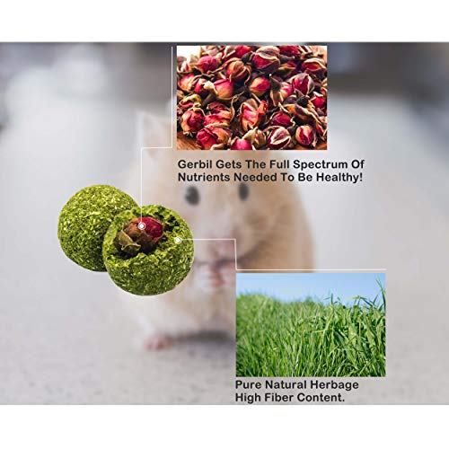 WATFOON Small Pets Chew Toy, Hamsters Snacks Treat with Organic Timothy Grass Teeth Grinding Molar Ball for Rabbit Chinchillas Guinea Pig Squirrel, Good Digestion 12-Count (Rose Sandwich Flavors) - Thumbnail 2
