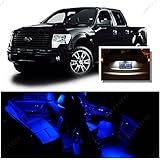 Ameritree Ford F150 2009-2014 (9 Pcs) Blue LED Lights Interior Package and White LED License Plate Kit