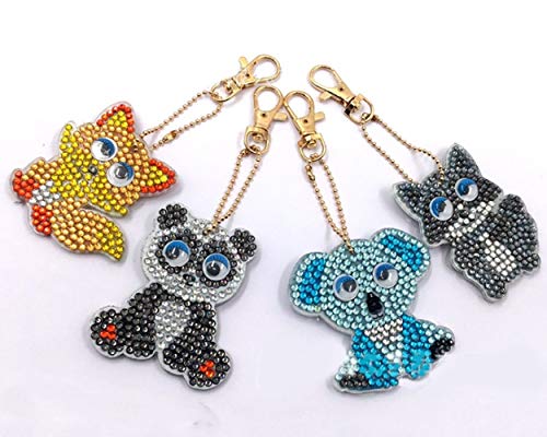 5D DIY Diamond Painting Paint by Numbers KitsÂ  Key Chains Full Drill Rhinestone Mosaic Making Decorative Props for Bags,Phone Straps(4 Pack)