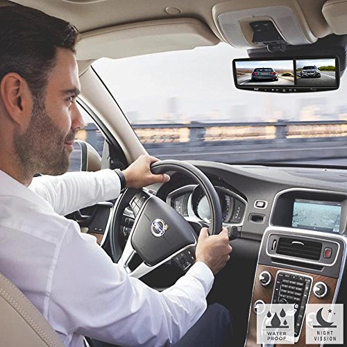 Premium Backup Dash Cam Car Recorder DVR - 4.3 Inch Monitor Blackbox Rear Camera View Full Color HD 1080p Video Security Loop Camcorder - PiP Night Vision Audio Record Micro SD & Built-In Microphone