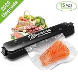 Food Vacuum Sealer Machine, EIVOTOR Sous Vide Vacuum Sealer Machine Automatic Multifunction Vacuum Sealing System for Food Savers, Dry & Moist Sealing Mode, Led Lights, with 15pcs Vacuum Sealer Bags