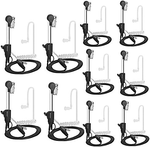 LSENG Two Way Radio Headset Acoustic Tube Walkie Talkie Earpiece with PTT Mic for Baofeng BF888s UV-5R UV-82 BF-F8HP Kenwood(10 Pack)