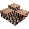 Yaheetech Deck Tiles Patio Pavers Interlocking Wood Composite Decking Flooring Deck Tiles 12 x 12’’Fir Wood Indoor Outdoor Applications Stripe Pattern, Natural Wood (54)