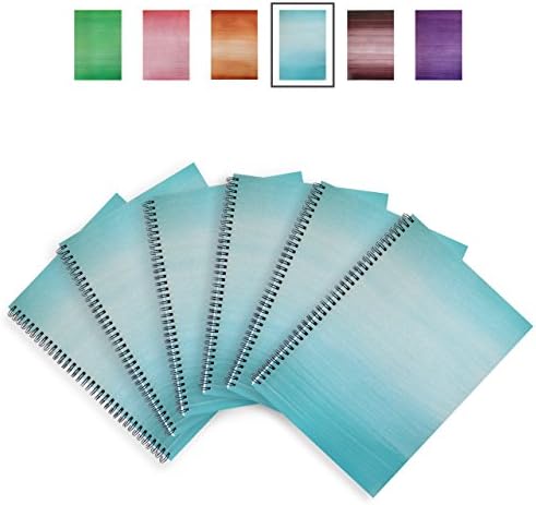 A4 Notebook - 6 Pack - SOFT COVER - LEXY NOTES - Modern Spiral Wirebound Notepad - Cyan Blue