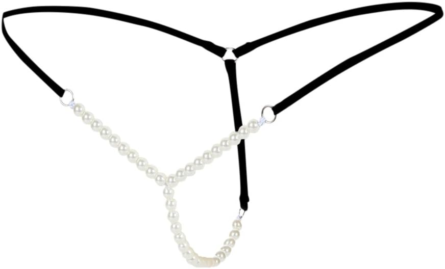 LAEMILIA Women Pearls Thongs Panties Lace Sexy G-Strings Underwear Tanga