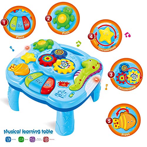 WISHTIME 2 in 1 Musical Learning Table - Baby 2 in 1 Early Education Toys Music Activity Center Table for Infant Babies Toddler Boys Girls 18 Months up - Thumbnail 4