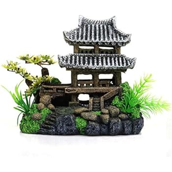 HenryDong Chinese Ancient Water Towns Aquarium Décor Ornaments, Resin Fish Tank Decorations Hideout Castle 8